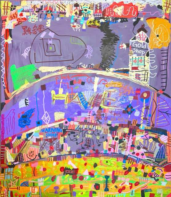 Rembrandt Law Yui-Ning — Untitled (Purple, Green, Gold) — Works on canvas