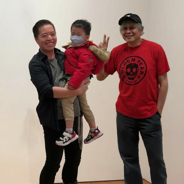 Rembrandt Law Yui-Ning — Untitled (this_three_characters_friendly_happy_buddy_in_photo_op_pose_maintain_likeness_and_environment_lw90stq2ruuc5lhk9ct1_1) — At Studio and Events