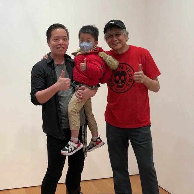 Rembrandt Law Yui-Ning — Untitled (this_three_characters_more_friendly_closer_and_thumbs_up_buddy_in_photo_op_pose_maintain_likeness_a_34kzcj22mx47rvg96ypi_1) — At Studio and Events